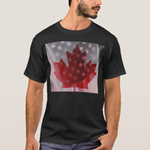 USA and Canada flags basic dark t-shirt