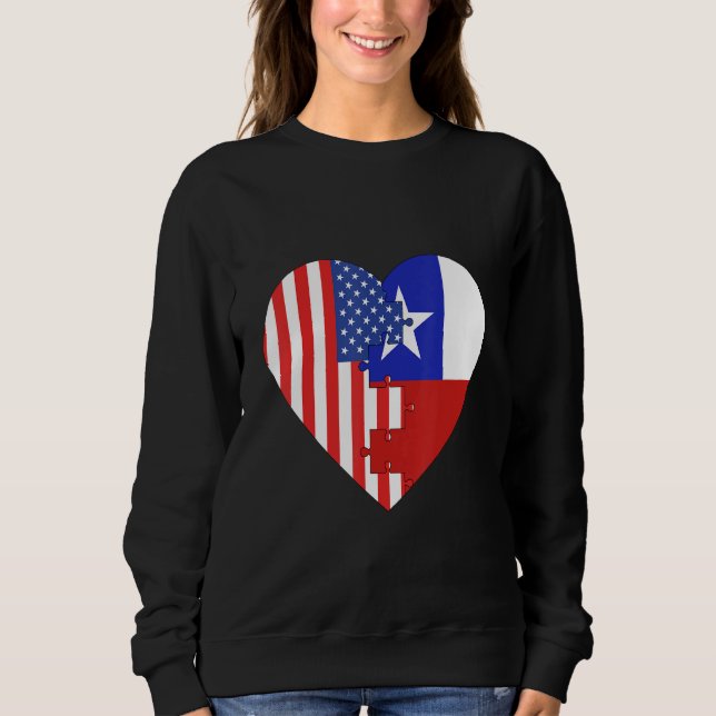 USA and Chile Flags Heart Sweatshirt (Front)