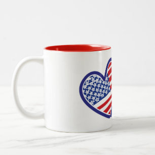 USA and Colorado Flag Hearts Two-Tone Coffee Mug
