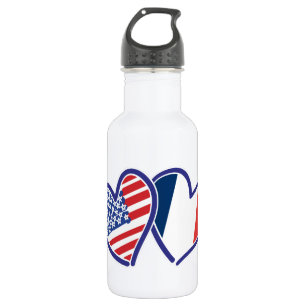USA and France Love Hearts 532 Ml Water Bottle