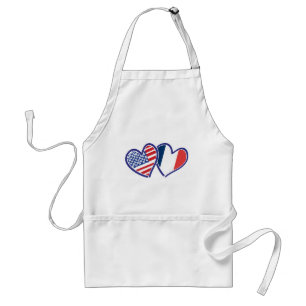 USA and France Love Hearts Standard Apron