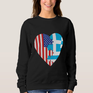 USA and Greece Flags Heart Sweatshirt