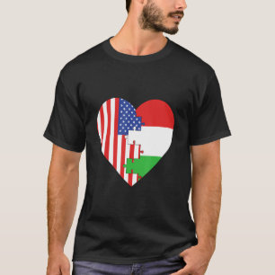 USA and Hungary Flags Heart T-Shirt