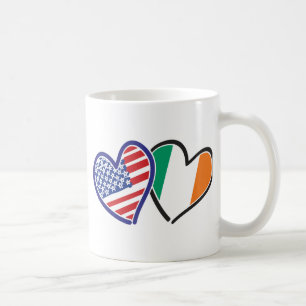 USA And Ireland Patriotic Love Hearts Coffee Mug