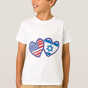 USA and Israel Heart Flag T-Shirt