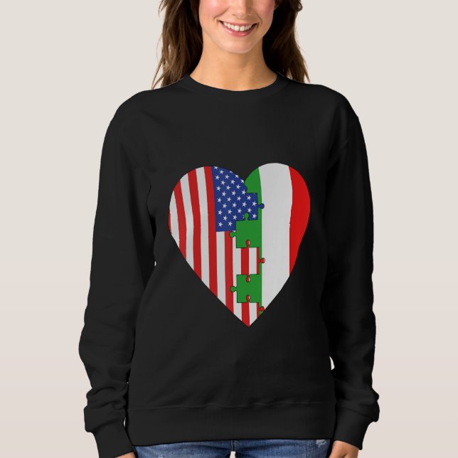 USA and Italy Flags Heart Sweatshirt (Front)