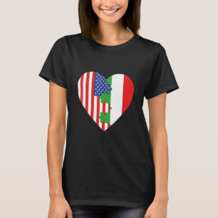USA and Italy Flags Heart T-Shirt