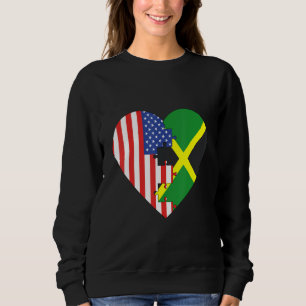 USA and Jamaica Flags Heart Sweatshirt
