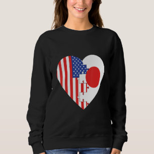 USA and Japan Flags Heart Sweatshirt