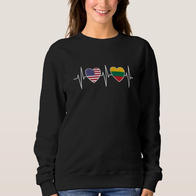 USA And Lithuania Lithuanian Flag Flags Premium Sweatshirt (Front)