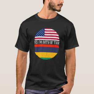 USA And Mauritius Vintage Flags Yes I'm Both Of T T-Shirt