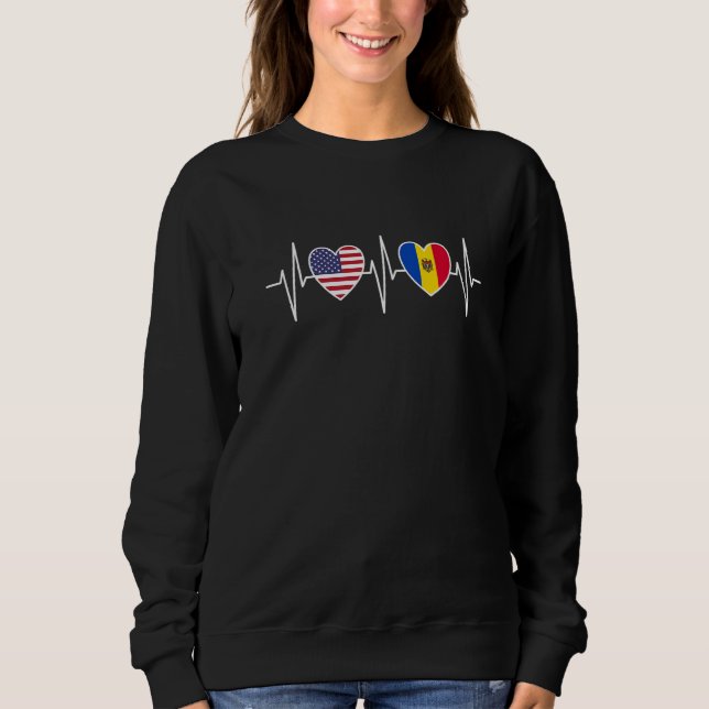 USA And Moldova Moldovan Flag Flags Premium Sweatshirt (Front)