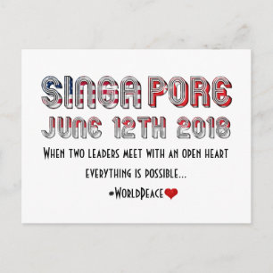 USA and North Korea Meeting in Singapore Postcard