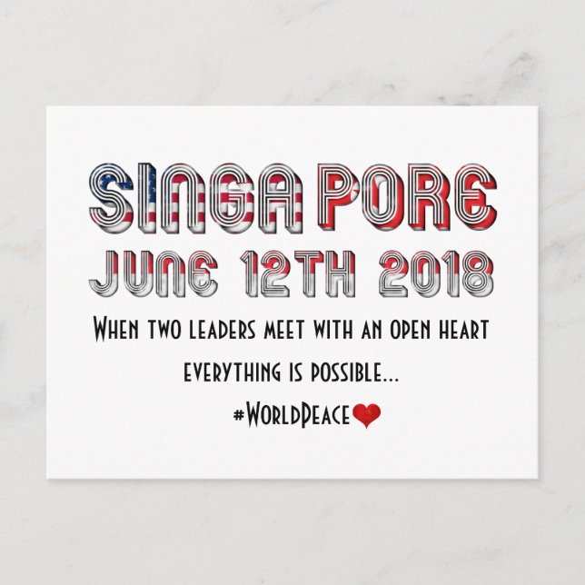 USA and North Korea Meeting in Singapore Postcard (Front)