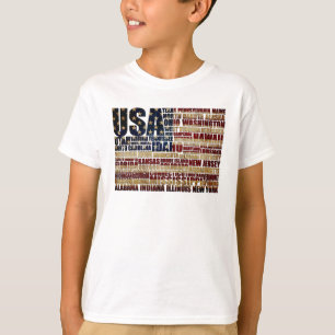 USA and their federal states in stars and stripes T-Shirt