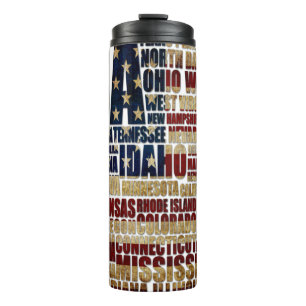 USA and their federal states in stars and stripes Thermal Tumbler