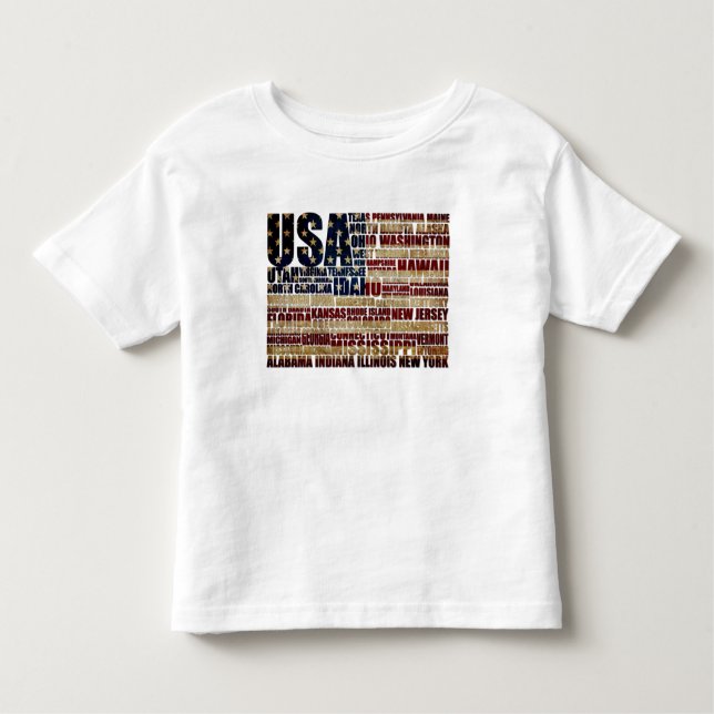 USA and their federal states in stars and stripes Toddler T-Shirt (Front)