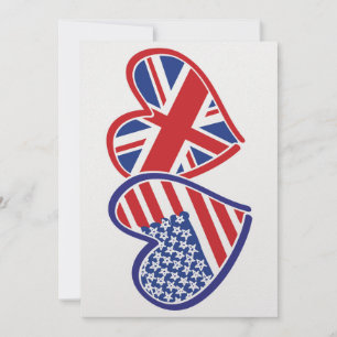 USA and UK Flag Hearts Holiday Card