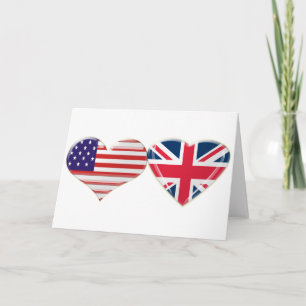 USA and UK Heart Flag Design Card