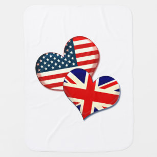 USA and UK hearts Baby Blanket