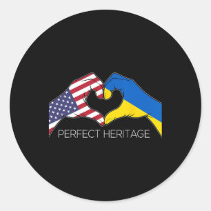 Usa And Ukraine Ukrainian American Perfect Heritag Classic Round Sticker