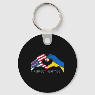 Usa And Ukraine Ukrainian American Perfect Heritag Key Ring