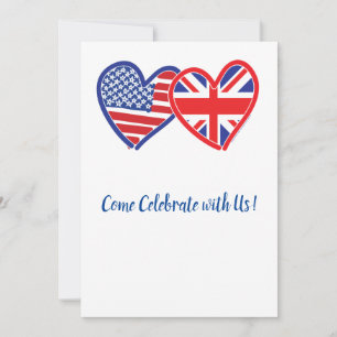 USA and Union Jack Love Hearts Invitation