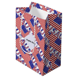 USA and United States America Flag Tiled Personal Medium Gift Bag