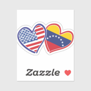 USA and Venezuela Flag Hearts