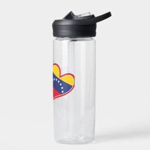 USA and Venezuela Flag Hearts Water Bottle
