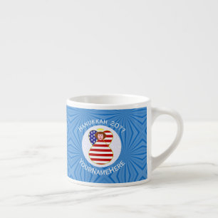 USA Angel Red Hair Hanukkah Flag Personalised Espresso Cup