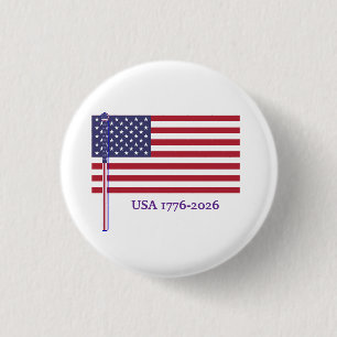 USA Anniversary Flag 1776- 2026 3 Cm Round Badge