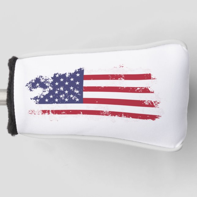 * USA AP16 Golf Patriotic Grunge Flag Putter Cover (Front)