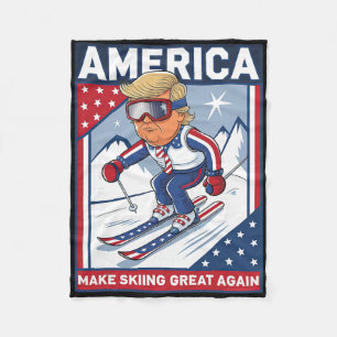 Usa Apres Ski Make Skiing Great Again Donald Trump Fleece Blanket