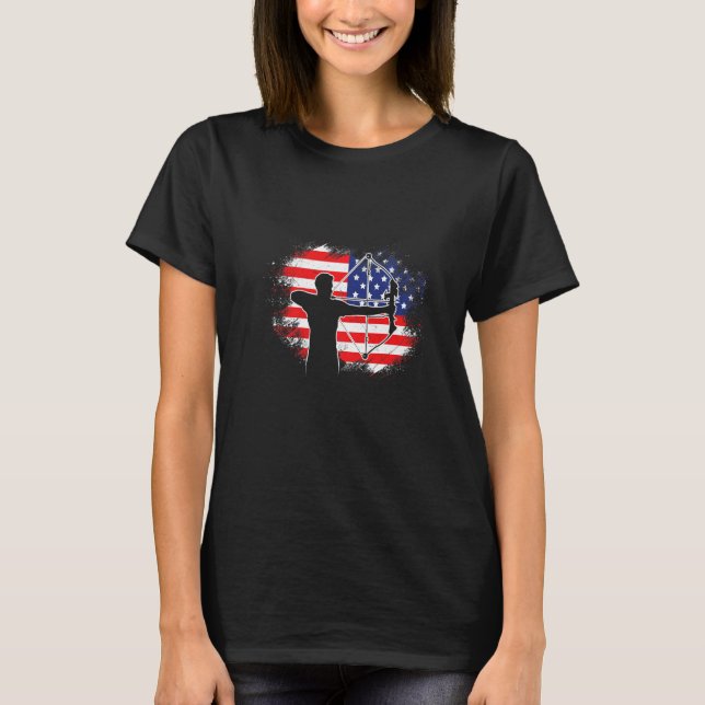 Usa Archery Us Flag Archer Compound Bow T-Shirt (Front)