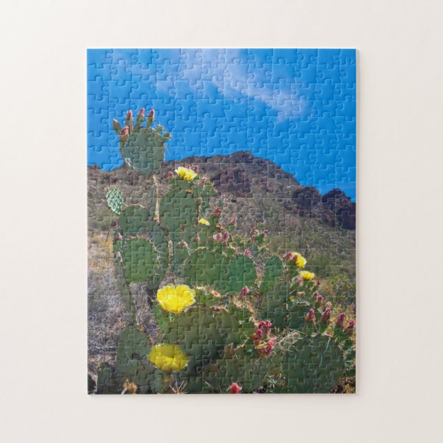 USA, Arizona. Cactus In The Hills Jigsaw Puzzle (Vertical)