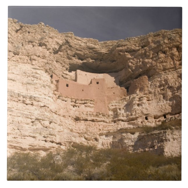 USA, Arizona, Camp Verde: Montezuma Castle Ceramic Tile (Front)