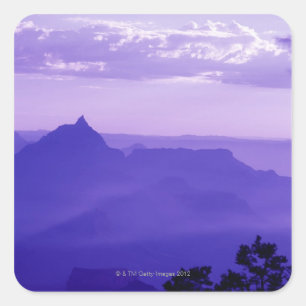 USA, Arizona, mist over Grand Canyon at dusk Square Sticker