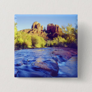 USA, Arizona, Sedona. Cathedral Rock reflecting 2 15 Cm Square Badge