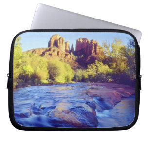 USA, Arizona, Sedona. Cathedral Rock reflecting 2 Laptop Sleeve