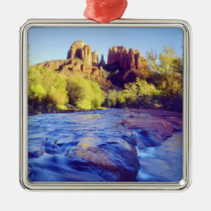 USA, Arizona, Sedona. Cathedral Rock reflecting 2 Metal Ornament