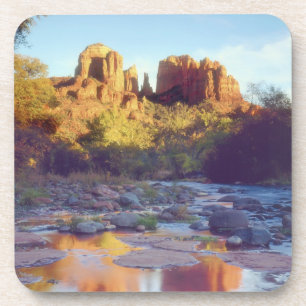 USA, Arizona, Sedona. Cathedral Rock reflecting Coaster