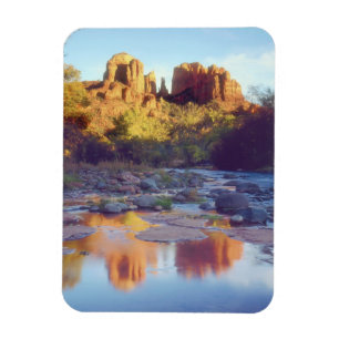 USA, Arizona, Sedona. Cathedral Rock reflecting Magnet