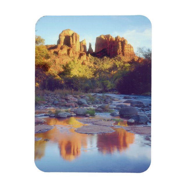 USA, Arizona, Sedona. Cathedral Rock reflecting Magnet (Vertical)