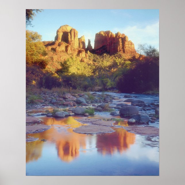 USA, Arizona, Sedona. Cathedral Rock reflecting Poster (Front)