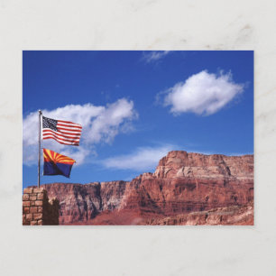 USA, Arizona, Tow flags in Grand Canyon National Postcard