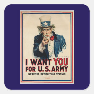 USA Army Recruitment Vintage Square Sticker