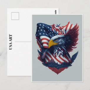 USA Art Eagle Red White Blue Freedom Patriotism Postcard