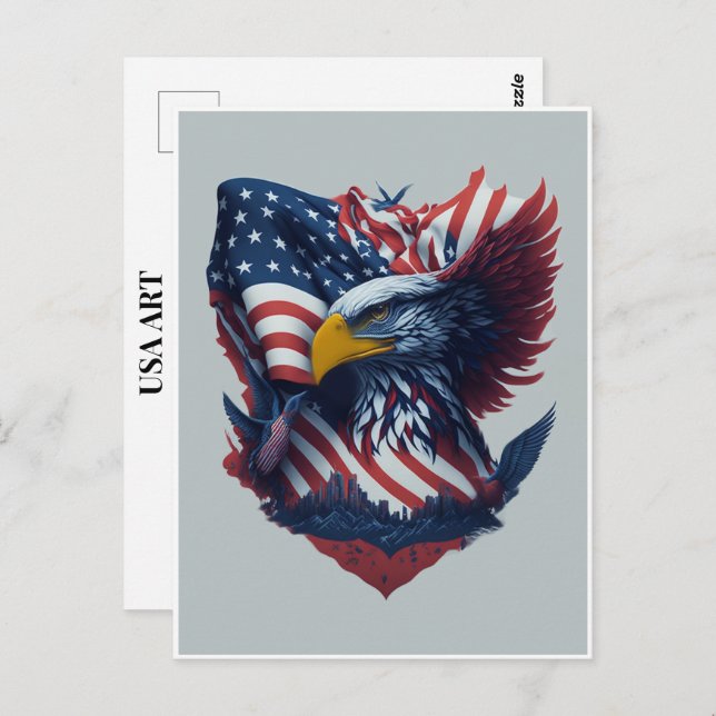 USA Art Eagle Red White Blue Freedom Patriotism Postcard (Front/Back)