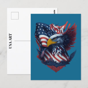 USA Art Eagle Red White Blue Patriotism Freedom Postcard